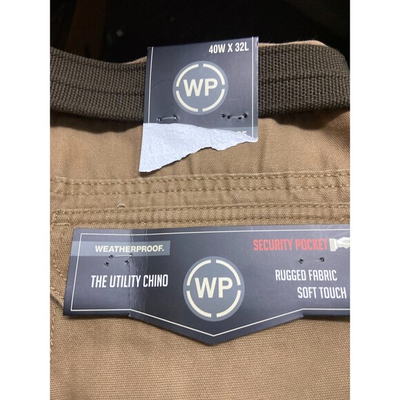 Weatherproof Pants Mens 40x32 Brown Straight Fit Canvas Workwear Normcore NWT - Picture 6 of 10